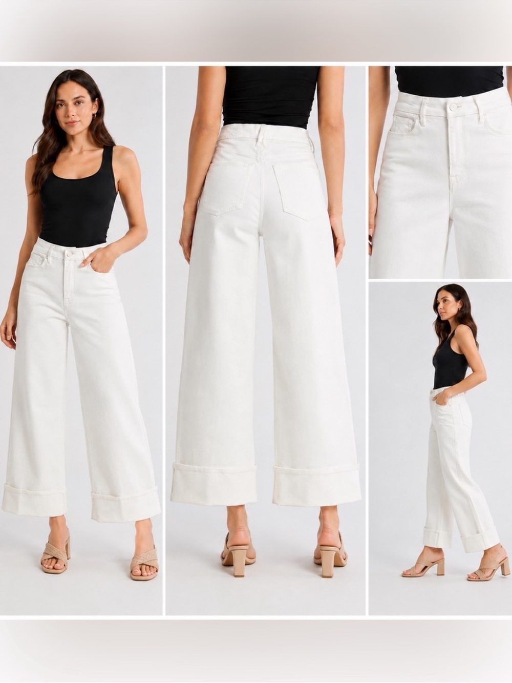 Good American Good Skate Crop Jeans Plus Size 30 Cloud White Wide Leg NWT $169